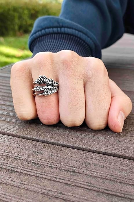 Kartal Pençe Model Gümüş Kaplama Ayarlanabilir Yüzük